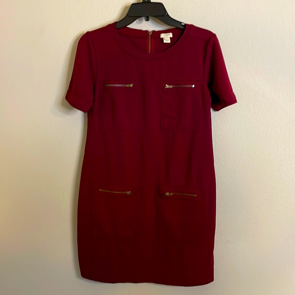 J. Crew Size 2 Maroon Dress w/ Zippers